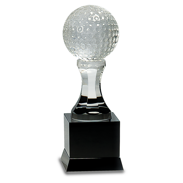 Crystal Golf Ball on Black Pedestal Base